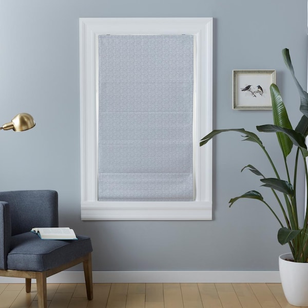 EXCLUSIVE HOME Esme Silver Cordless Total Blackout Polyester Roman Shade 27 in. W x 64 in. L