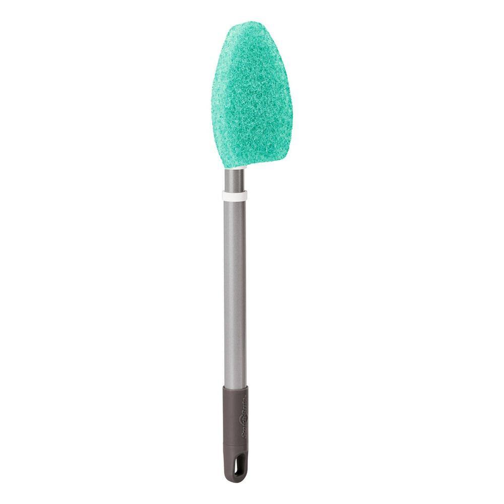 Blue and Silver Steel Handle Shower Scrubber with Recycled PET Bristles (2-Pack)