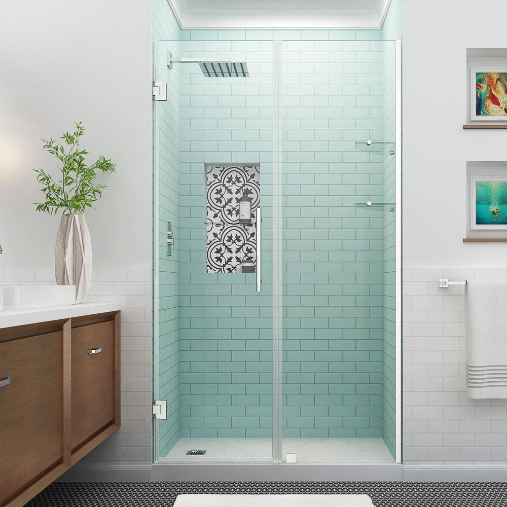 Belmore Frameless Chrome Hinged Shower Door with Clear Tempered Glass