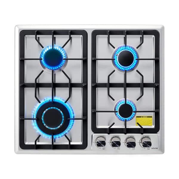 24 in. 4 Burners Gas Stove Top, Max 27,000BTU Built-in Stainless Steel Stove Top LPG/NG Convertible Fuel Cooktop Stoves