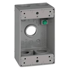 1-Gang Metal Weatherproof Electrical Outlet Box with (5) 3/4 inch Holes, Gray