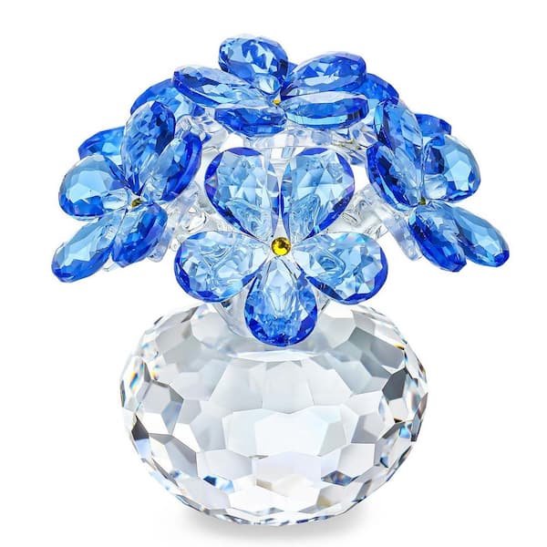 Unbranded 2.6 in. Blue Crystal Forget Me Not Flower Figurine Gifts for Mom Wife Girlfriend Home Office Decor