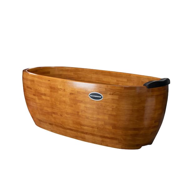 WOODBRIDGE 43 in. x 25 in. FlatBottom Soaking Bathtub with Reversible Drain in Wood
