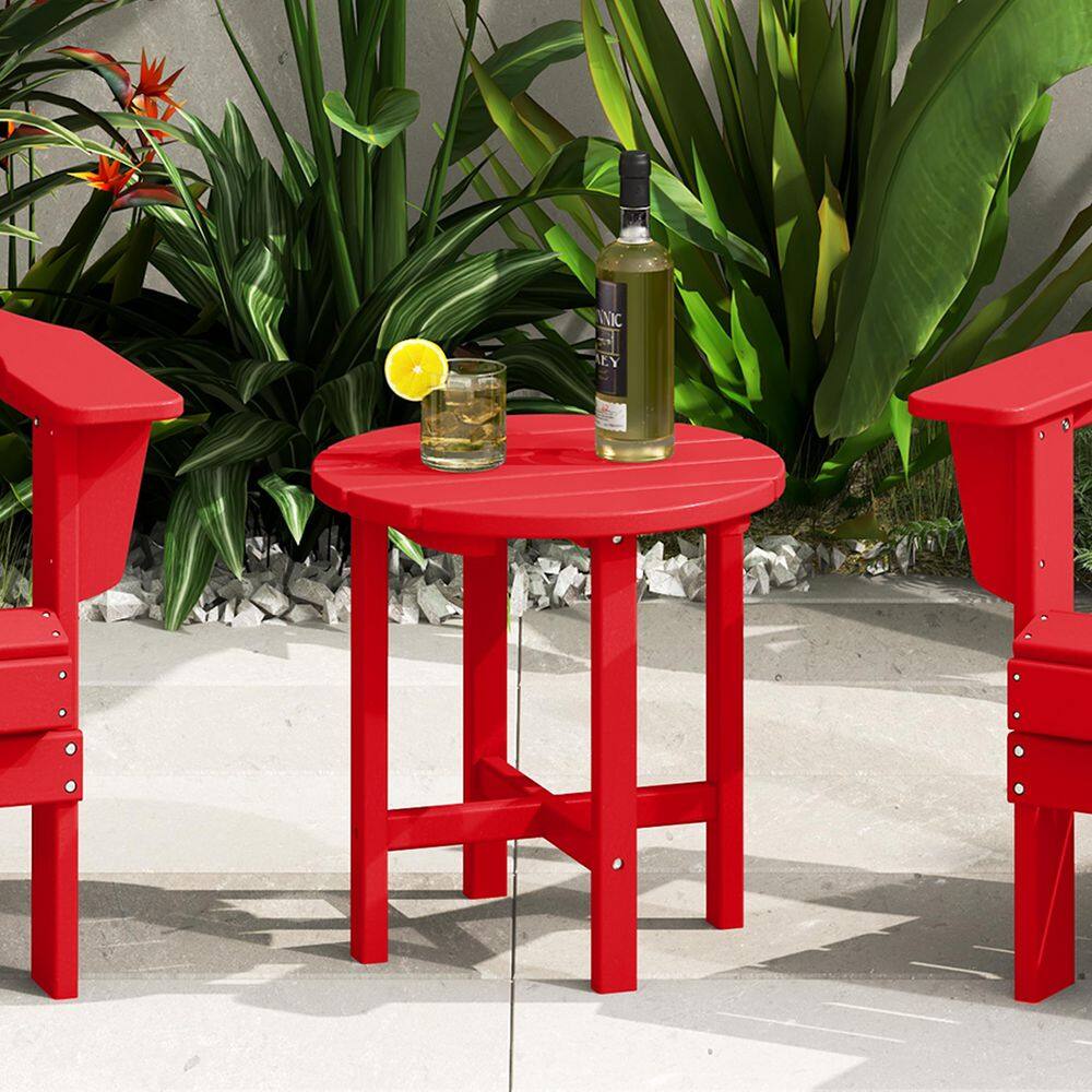 Altura Eco-Friendly All-Weather 18" Round Side Table - Red