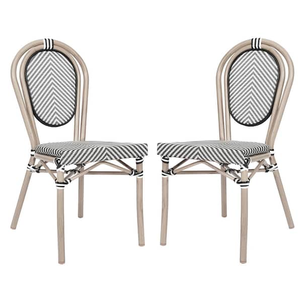 TAYLOR + LOGAN Brown Aluminum Outdoor Dining Chair in Black Set of 2