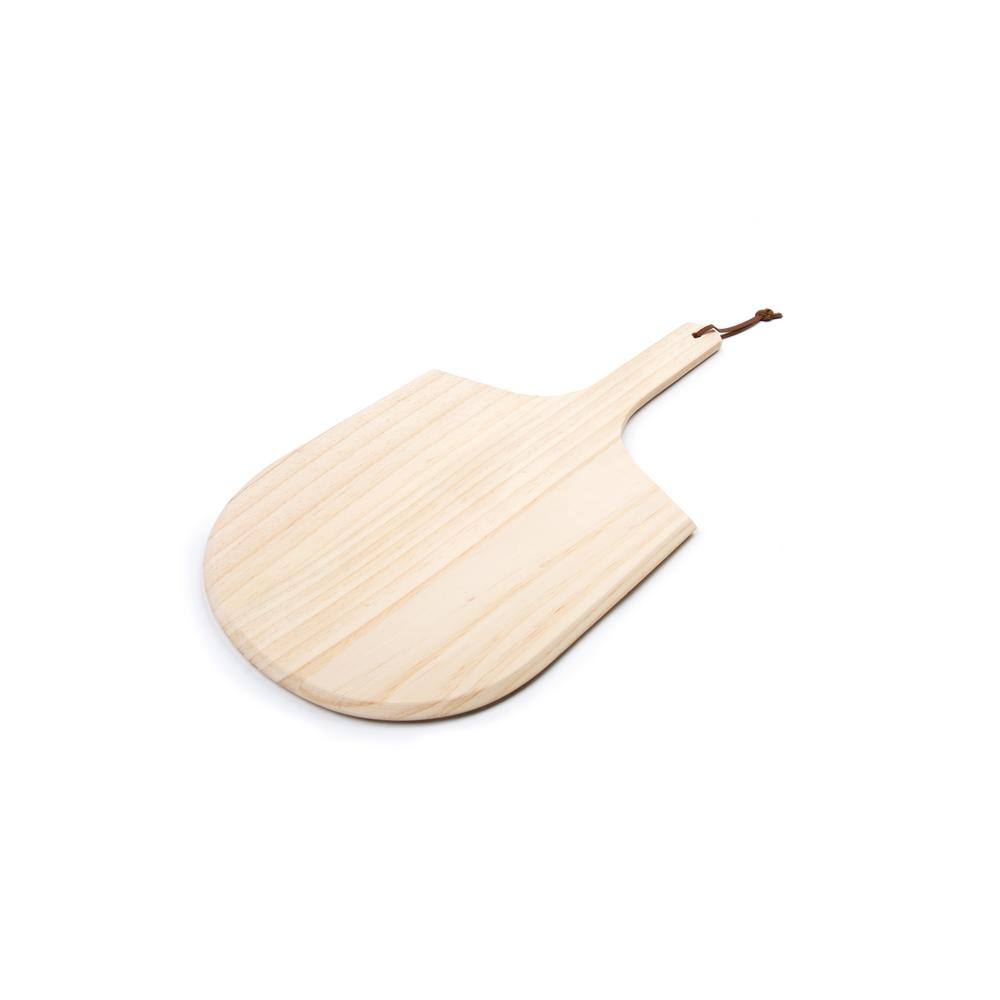 Natural Rubberwood 12-Inch Pizza Paddle with Handle Loop