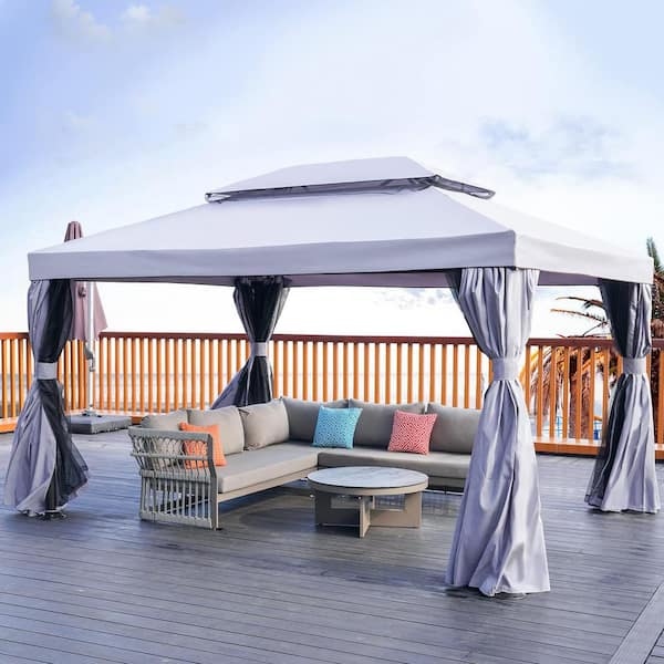 8x Outdoor pavillon rideau Patio cabine Cabana UV Sun Protection Drape Panel 