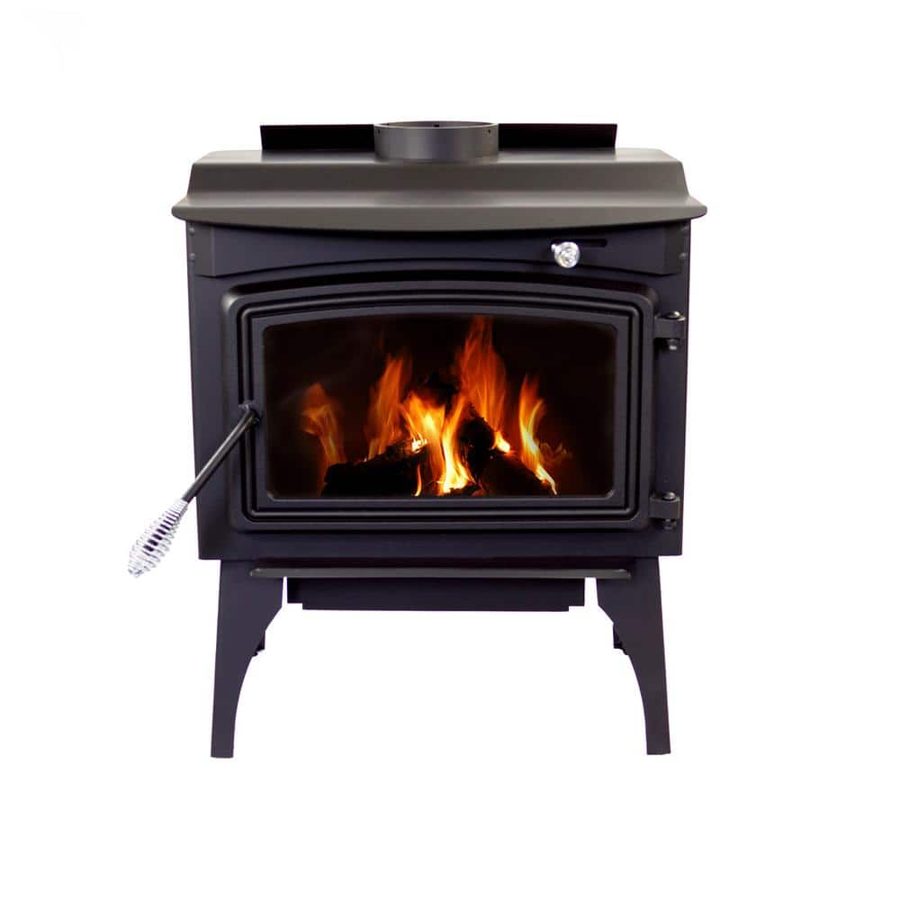 Pleasant Hearth Black Cast Iron Wood Burning Stove with Blower