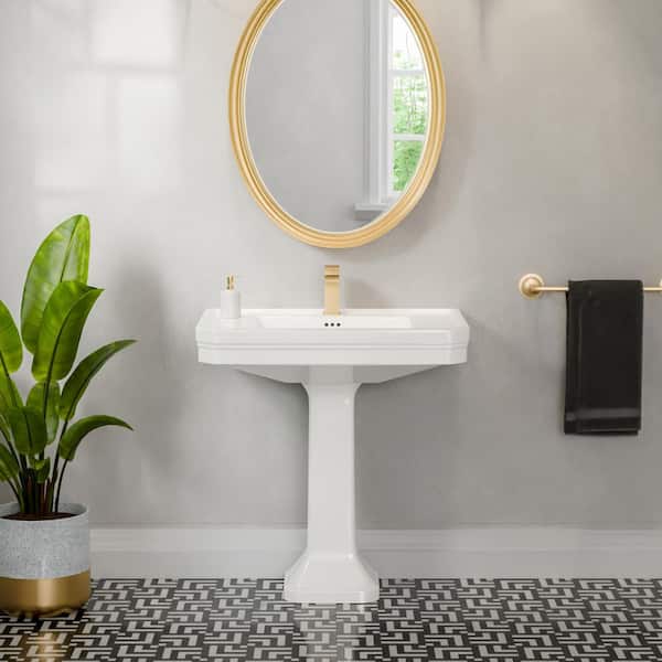 DreamLine Aqua 32 in. L x 22 in. W Pedestal Bathroom Sink Base in