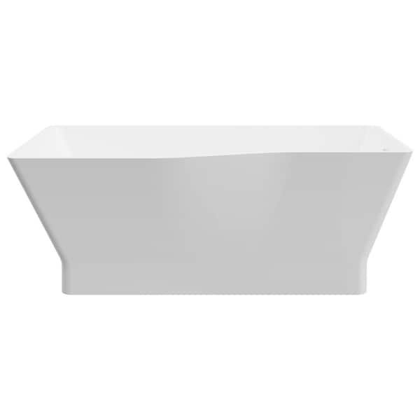 A&E Roselyn 67 in. Acrylic Asymmetric Free-Standing Flatbottom Non-Whirlpool Bathtub in White