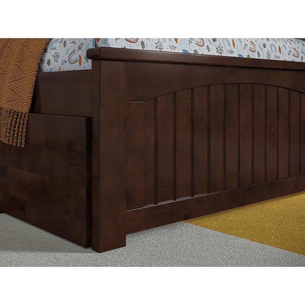 Nantucket Walnut Twin Wood Platform Bed with Trundle