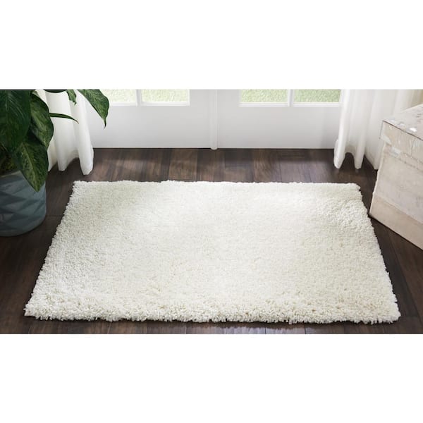 Malibu Shag Ivory 3 ft. x 5 ft. Solid Contemporary Area Rug