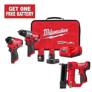 M12 FUEL 12-Volt Cordless Hammer Drill and Impact Driver Combo Kit with M12 23-Gauge Lithium-Ion Cordless Pin Nailer