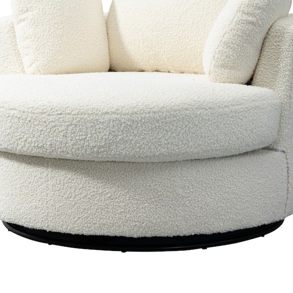 42.2 in. W Ivory Swivel Accent Bucket Chair and Half Swivel Sofa