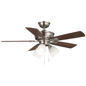 Vaurgas 44 in. LED Indoor Brushed Nickel Ceiling Fan with Light Kit