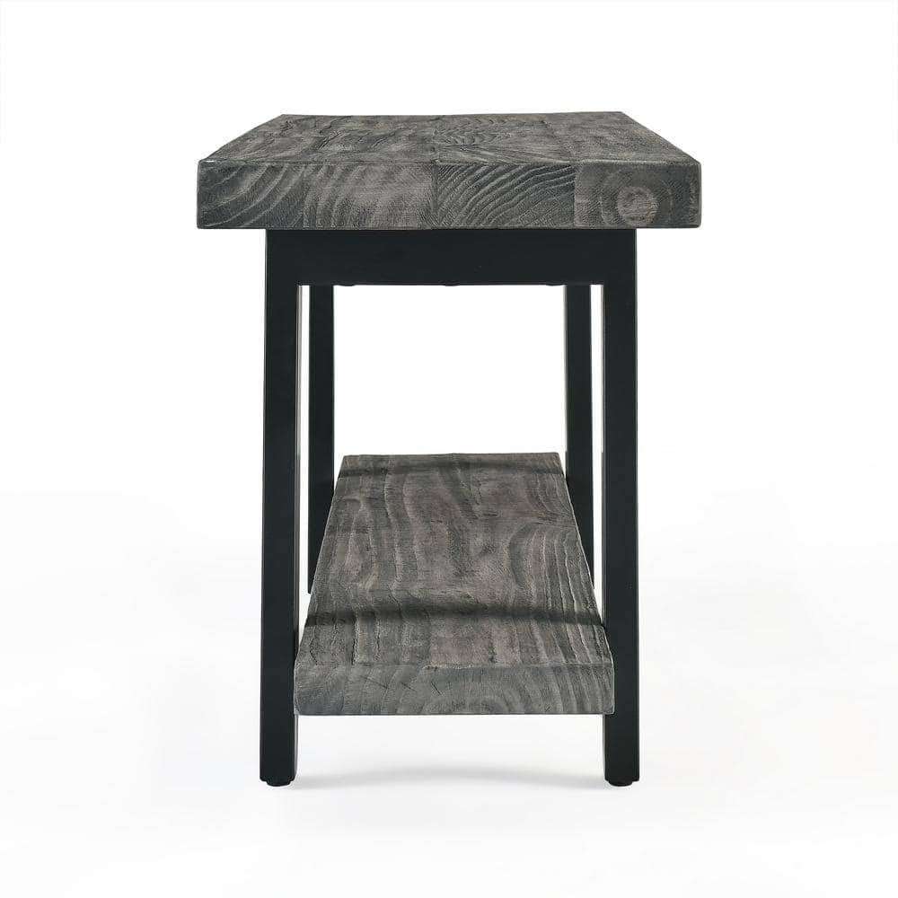 Pomona Slate Gray Metal and Reclaimed Wood Bench