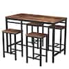 mieres Chumbley 5-Piece Rectangle Wood Top Distressed Brown Dining ...