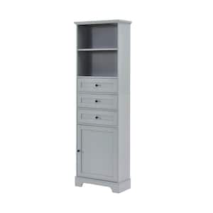 22 in. L x 10 in.W x 69 in.H Rectangle Storage Cabinet in Gray with 3-Drawers and Adjustable Shelves, Ready to Assemble