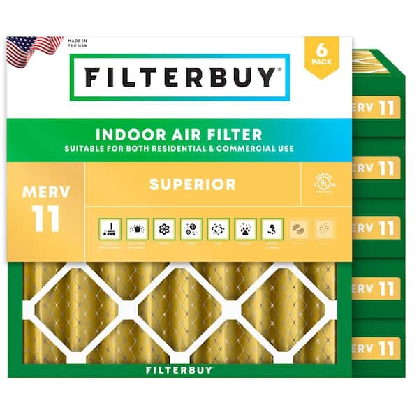 21.25 in. x 21.25 in. x 4 in. MERV 11 (FPR 7) Allergen Defense Pleated HVAC AC Furnace Air Filters Replacement (6-Pack)