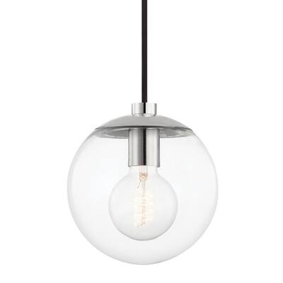 Meadow 1-light Polished Nickel Pendant with Clear Glass Shade