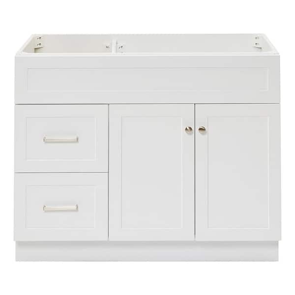 ARIEL Hamlet 42 in. W x 21.5 in. D x 34.5 in. H Freestanding Bath Vanity Cabinet without Top in White