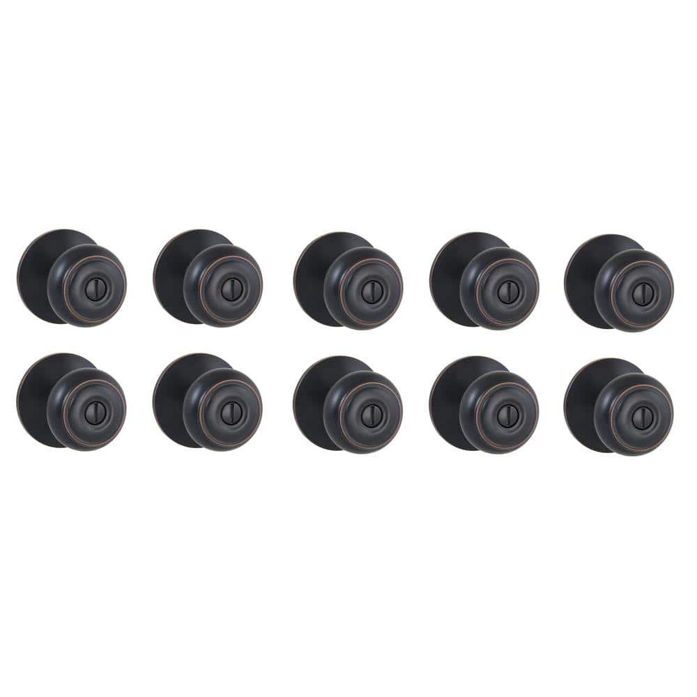 Hartford Aged Bronze Bed/Bath Privacy Door Knob (10-Pack)