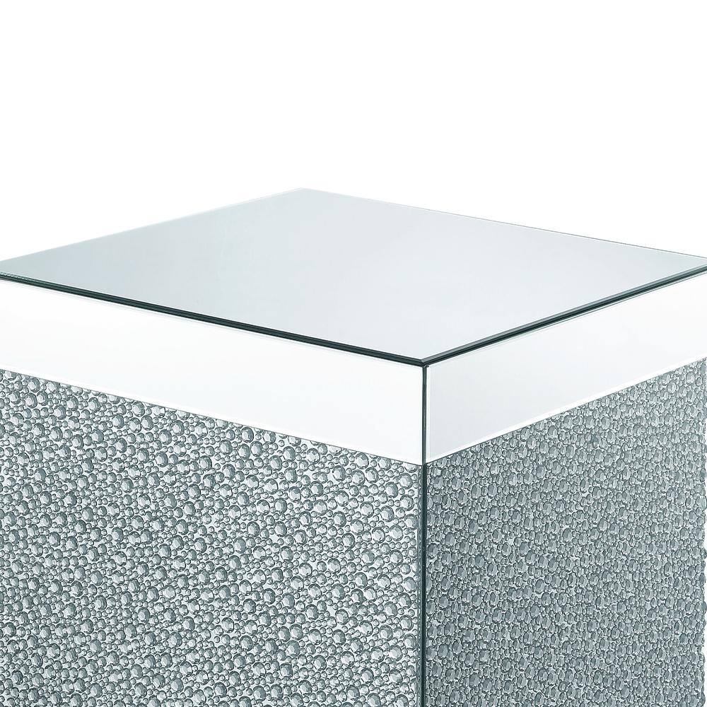Mirrored Glass and Faux Crystal Rectangular End Table