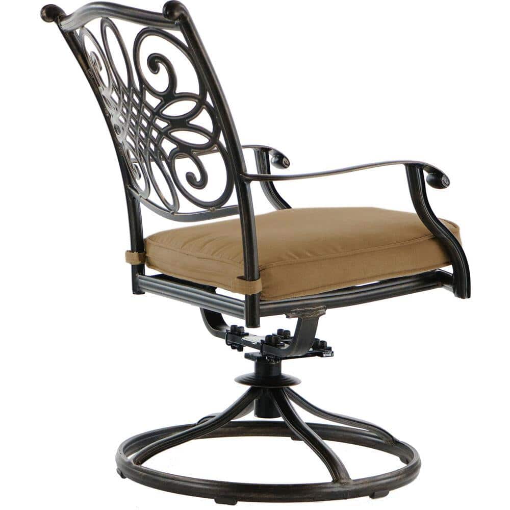 Bronze Aluminum 9-Piece Outdoor Dining Set with Natural Cushions