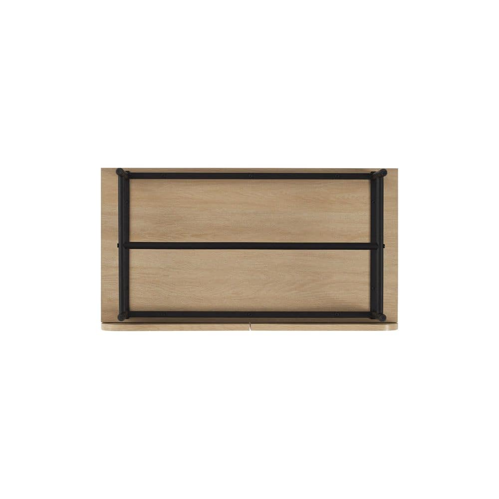 32" Coastal Oak and Black Fluted-Door Accent Cabinet
