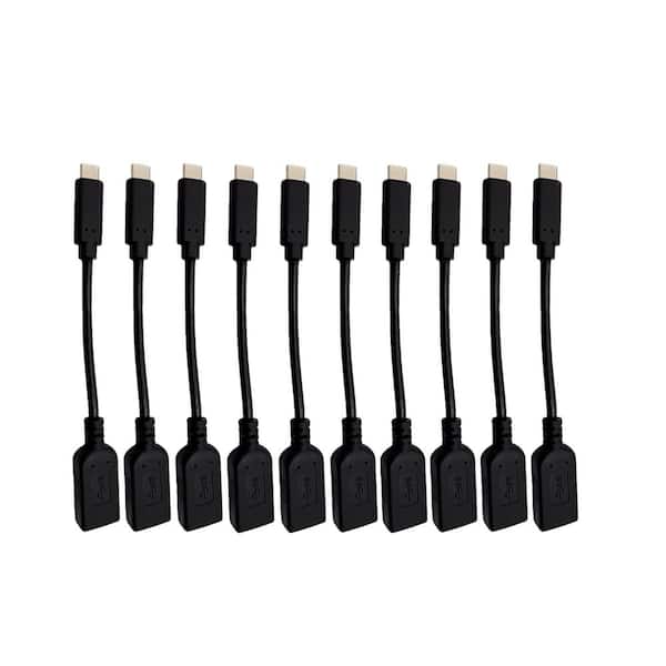 USB 3.1 Type C-Male to USB Type A-Female Adapter Black (10-Pack)