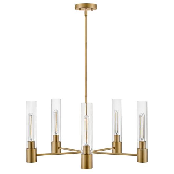 LARK - Shea 5-Light Lacquered Brass Tubed Chandelier