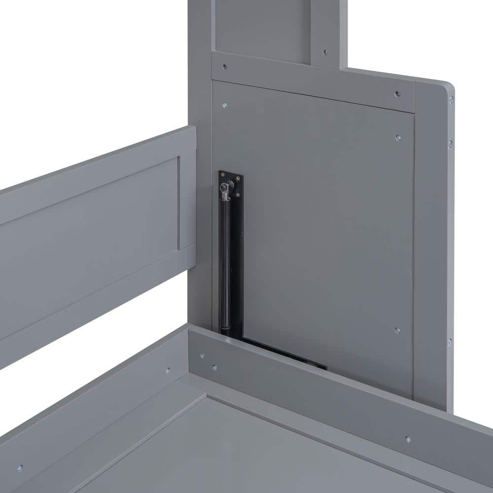 White Wooden Frame Queen Size Murphy Bed with a Storage Shelf - thumbnail 10