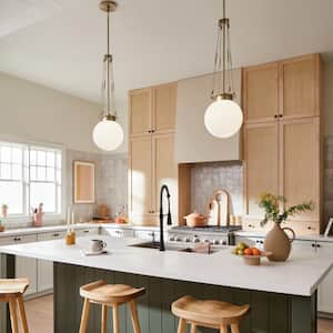 Albers 10.5 In. 1-Light Champagne Bronze Modern Kitchen Island Pendant Hanging Light with Opal Glass