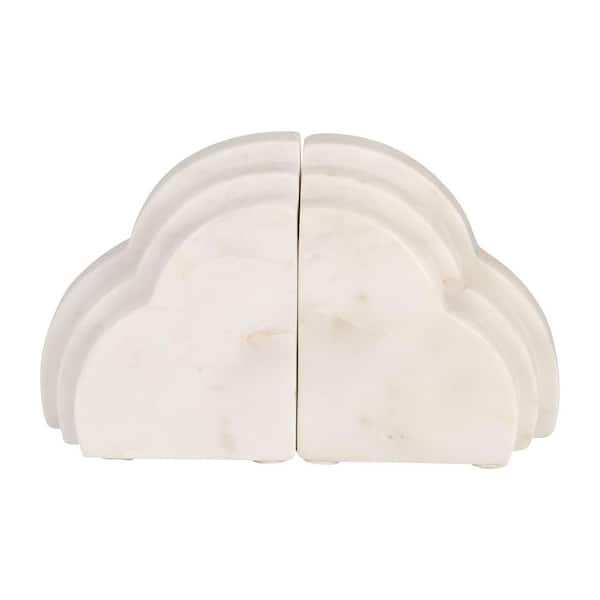 White 5 in. x 6 in. Stone Rainbow Bookends (Set of 2)