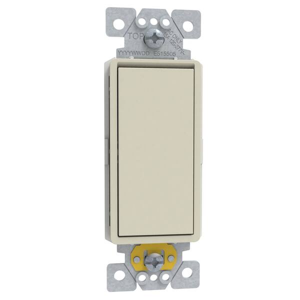 X Series 15 Amp 4-Way Switch Module Rocker Back Wire Light Switch Matte Light Almond