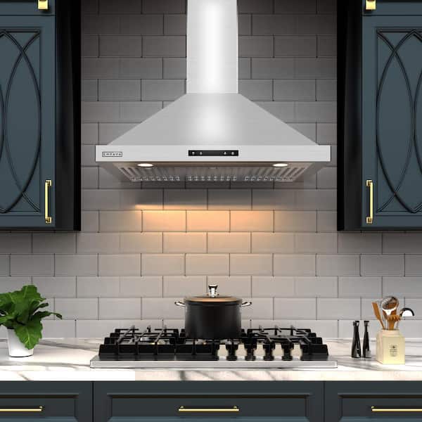 30 in. 380 CFM Ducted Wall Mount Range Hood in Stainless Steel with LED Lighting and Permanent Filters