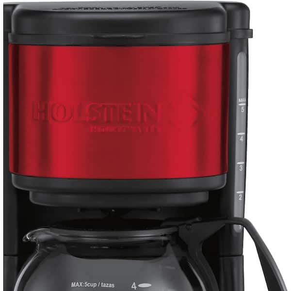 Holstein Housewares - 5 Cup Drip Coffee Maker - Convenient and User  Friendly with Permanent Filter, Borosilicate Glass Carafe, Water Level  Indicator