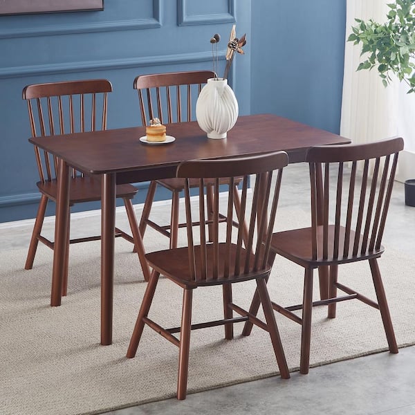 Unbranded Brown Outdoor Rubber Wood Dining Chair for Living Room, Garden, Dining Room, Backyard (4-Pack)