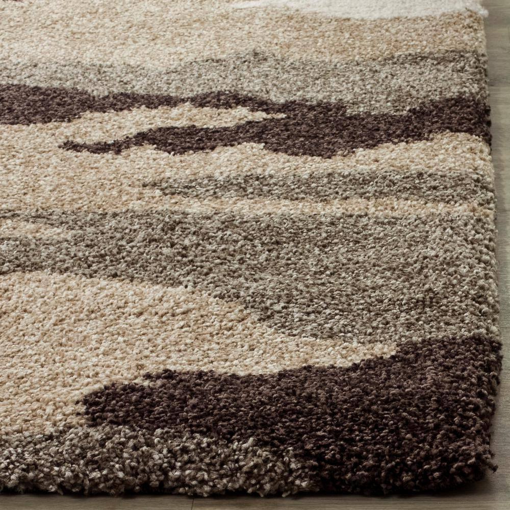 Gray and Beige Camouflage Shag 8' x 10' Area Rug