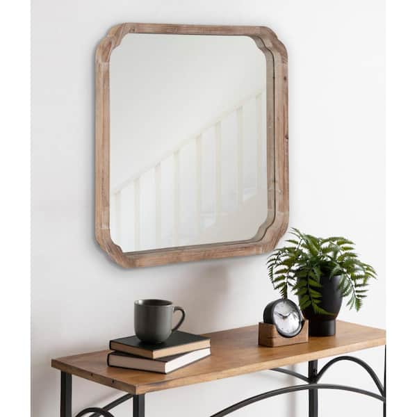 Medium Square Natural American Colonial Mirror (23.62 in. H x 23.62 in. W)
