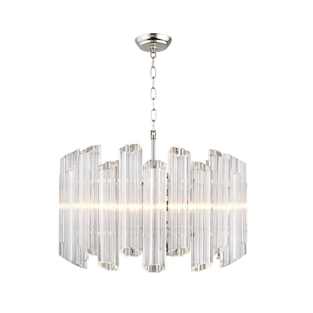 Harli-Jak 100-Watt 4-Light Polished Chrome Shaded Pendant Light with Glass 