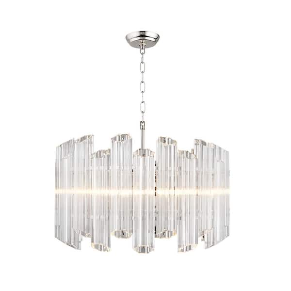 Unbranded Harli-Jak 100-Watt 4-Light Polished Chrome Shaded Pendant Light with Glass Tube Shade, No Bulbs Included