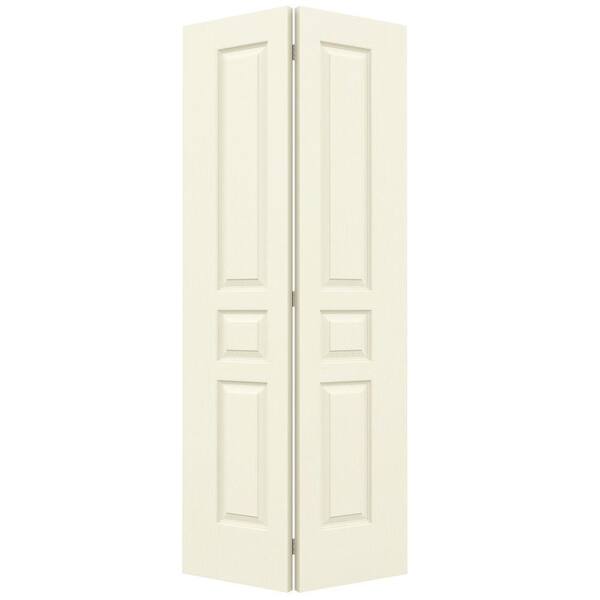 JELD-WEN 36 in. x 80 in. Avalon Vanilla Painted Textured Hollow Core Molded Composite Closet Bi-fold Door