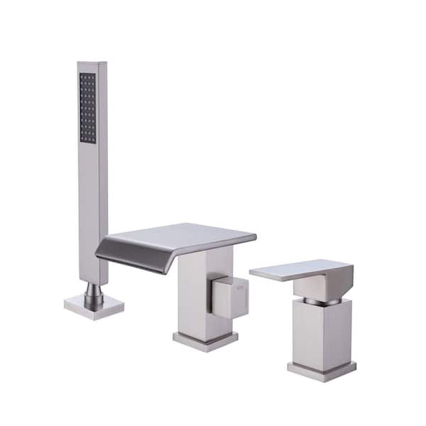 Single-Handle Tub Faucet with Hand Shower in Brushed Nickel