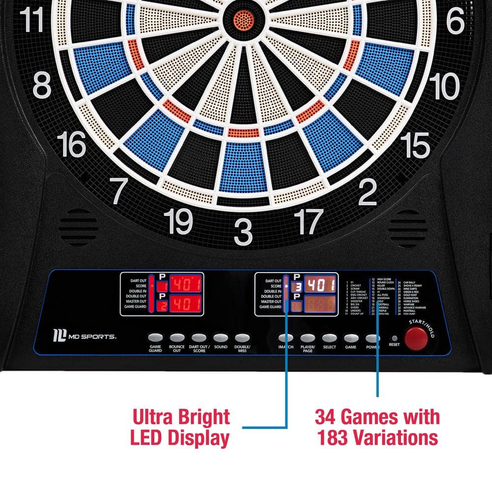 Elmhurst Smart Dartboard Cabinet with Digital Scorekeeping and Soft Tip Darts