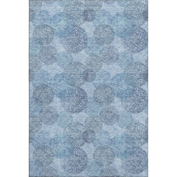 Mayfield Premium Machine Washable Abstract AMF977 Denim 10 ft. x 14 ft. Area Rug