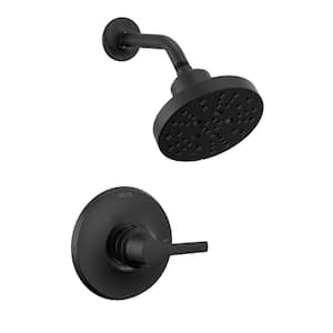 Galeon 1-Handle Wall-Mount Shower Trim Kit in Matte Black with H2Okinetic (Valve Not Included)