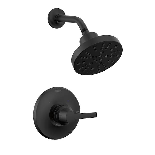 Delta Galeon 1-Handle Wall-Mount Shower Trim Kit in Matte Black with H2Okinetic (Valve Not Included)