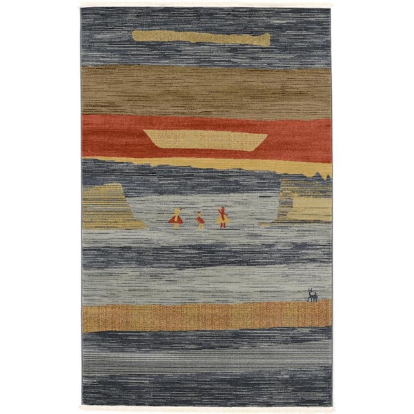 Fars Nava Light Blue 5' 0 x 8' 0 Area Rug