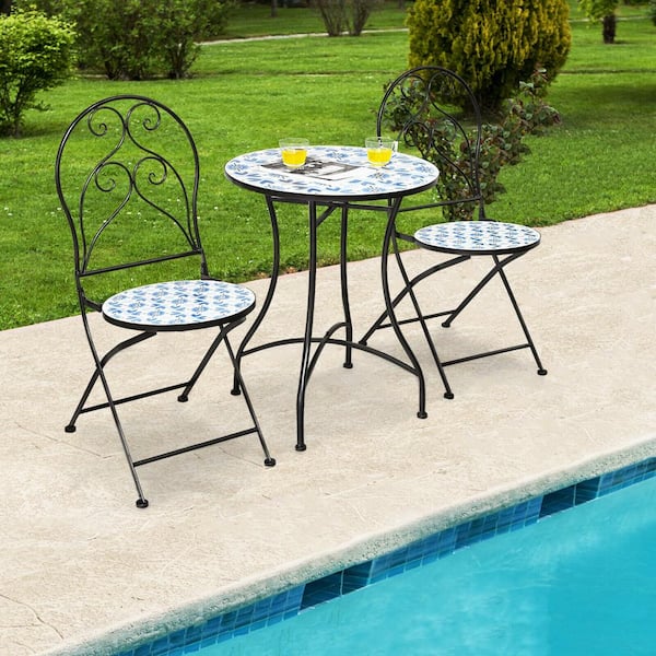 Mosaic Bistro Set Table Folding Chair Home Garden Outdoor Patio Furniture 